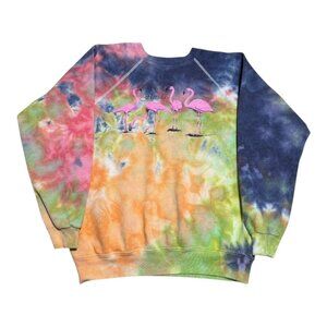 Vintage 80s‎ Hanes Florida Flamingo Tye Dye Crewneck Sweatshirt Adult Small
